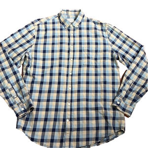 Men's Frank and Oak Plaid Blue Flannel Shirt size Large